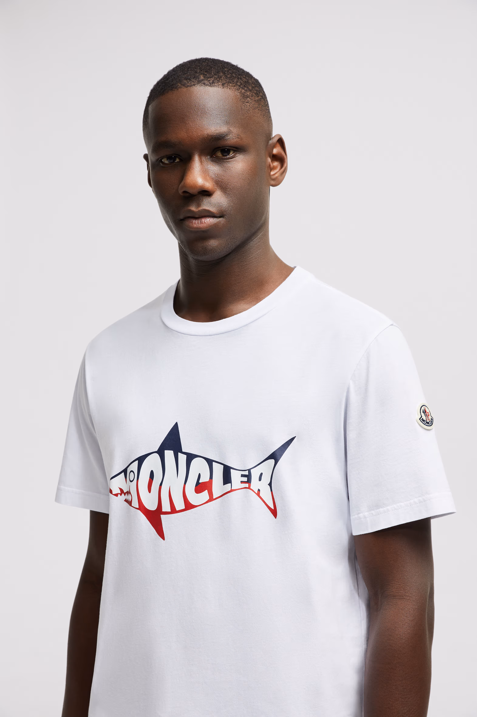 Shark Logo Cotton T-Shirt Men White Moncler 4